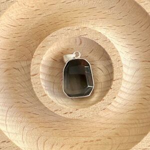 925 Sterling Silver Natural Black Agate Pendant Necklace Charm Handmade Gothic